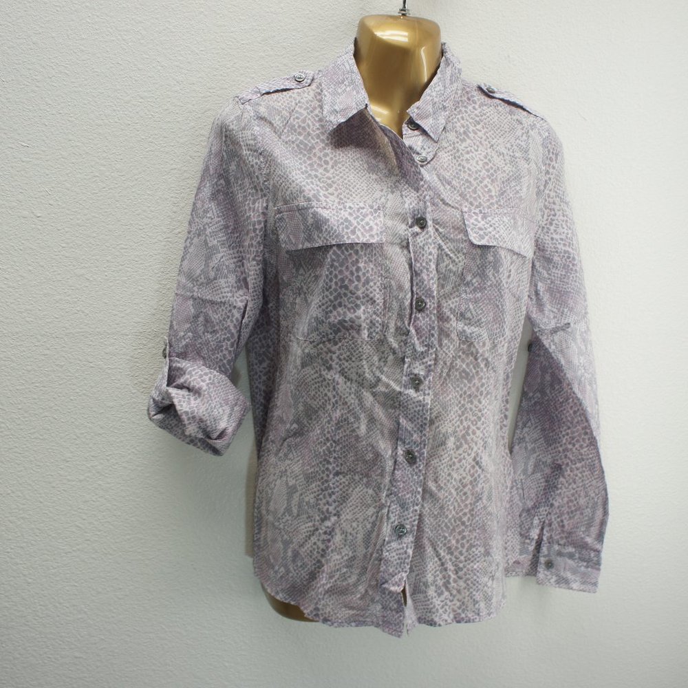 Michael kors pink gray snake skin print blouse size S